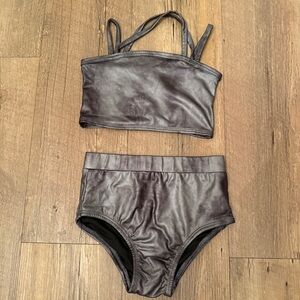 Metallic Gray Two-Piece dancewear set